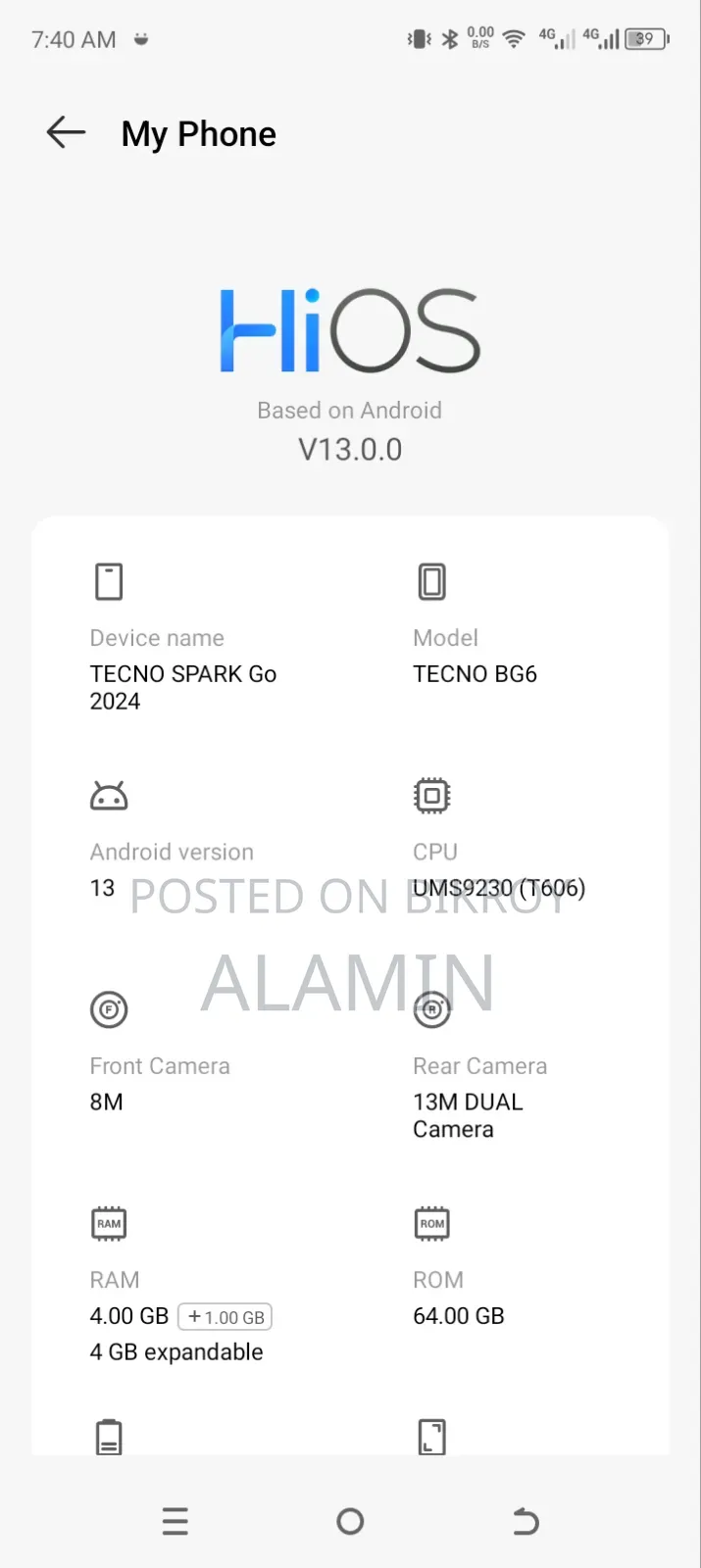 Tecno Spark Go 64 GB White