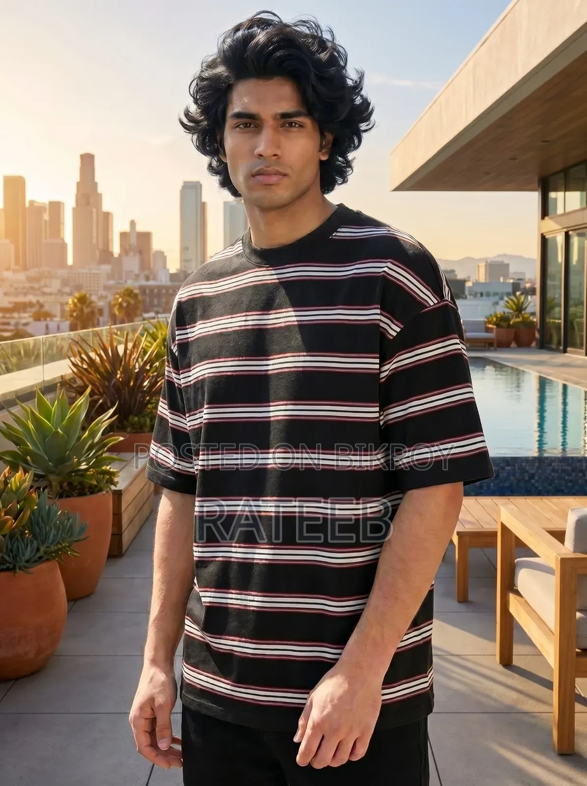 Linear Retro Drop Shoulder T-Shirt