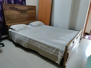 Original Heavy Segun Wood Queen Size Bed – For Sale