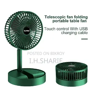 Folding Rechargeable Desk Fan, 3 Speeds Adjustable Height Table Fan