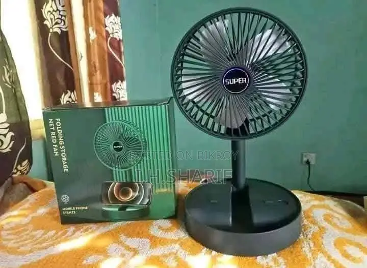 Folding Rechargeable Desk Fan, 3 Speeds Adjustable Height Table Fan