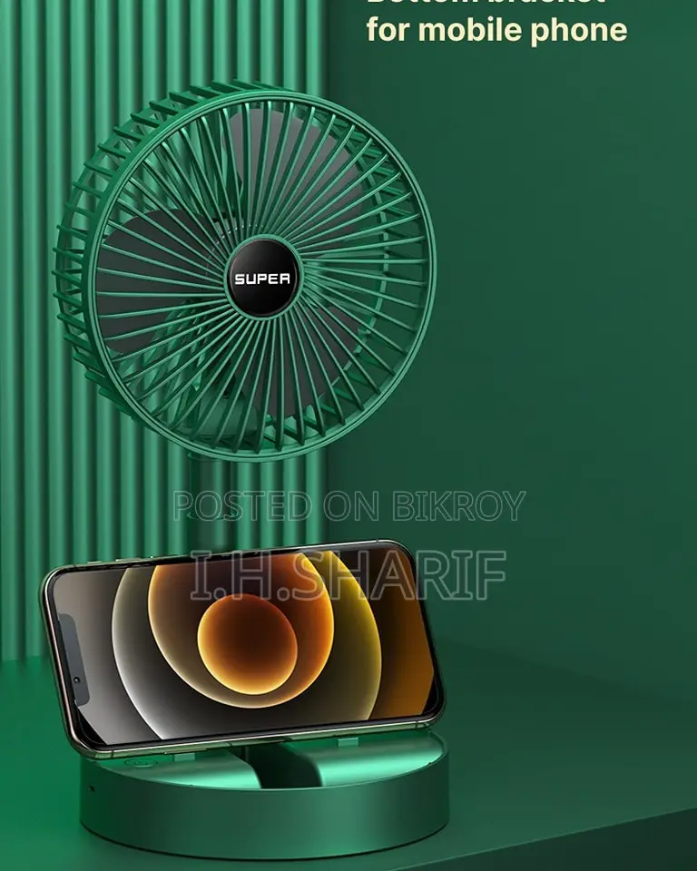 Folding Rechargeable Desk Fan, 3 Speeds Adjustable Height Table Fan