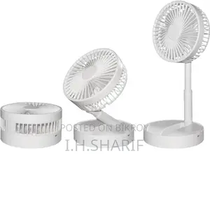 Folding Rechargeable Desk Fan, 3 Speeds Adjustable Height Table Fan