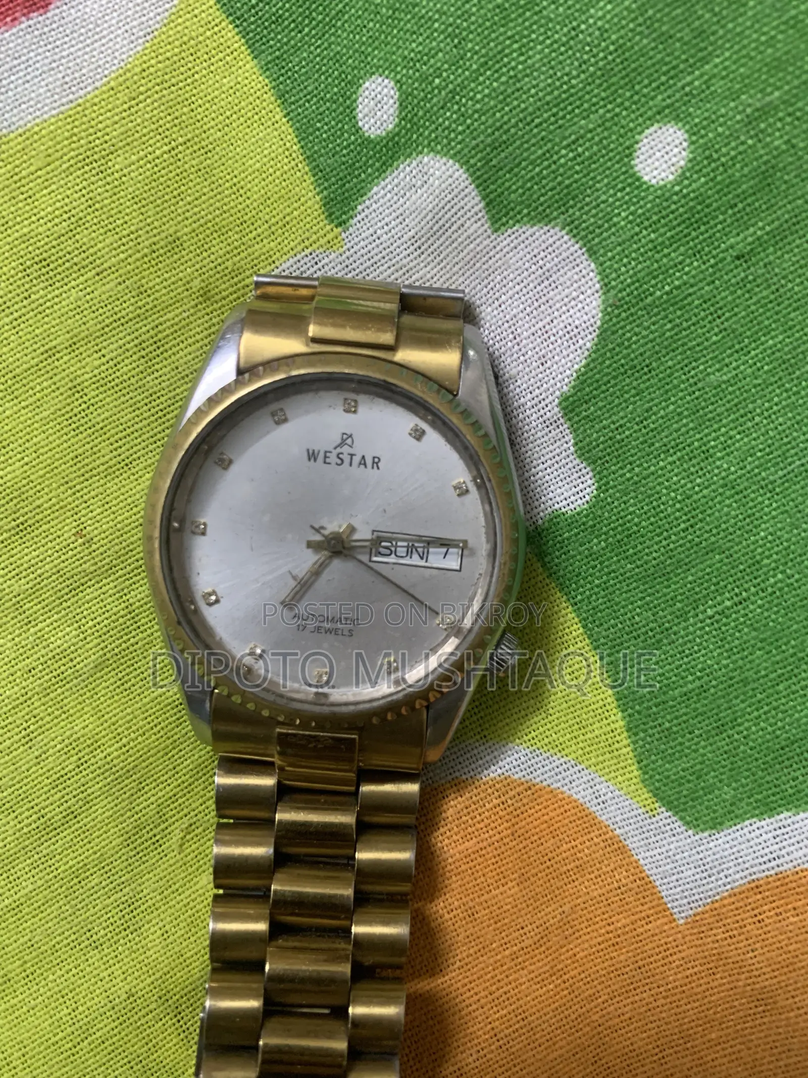 Rare Westar Automatic 17 Jewel Day-Date Mens Wrist Watch Dial Swiss