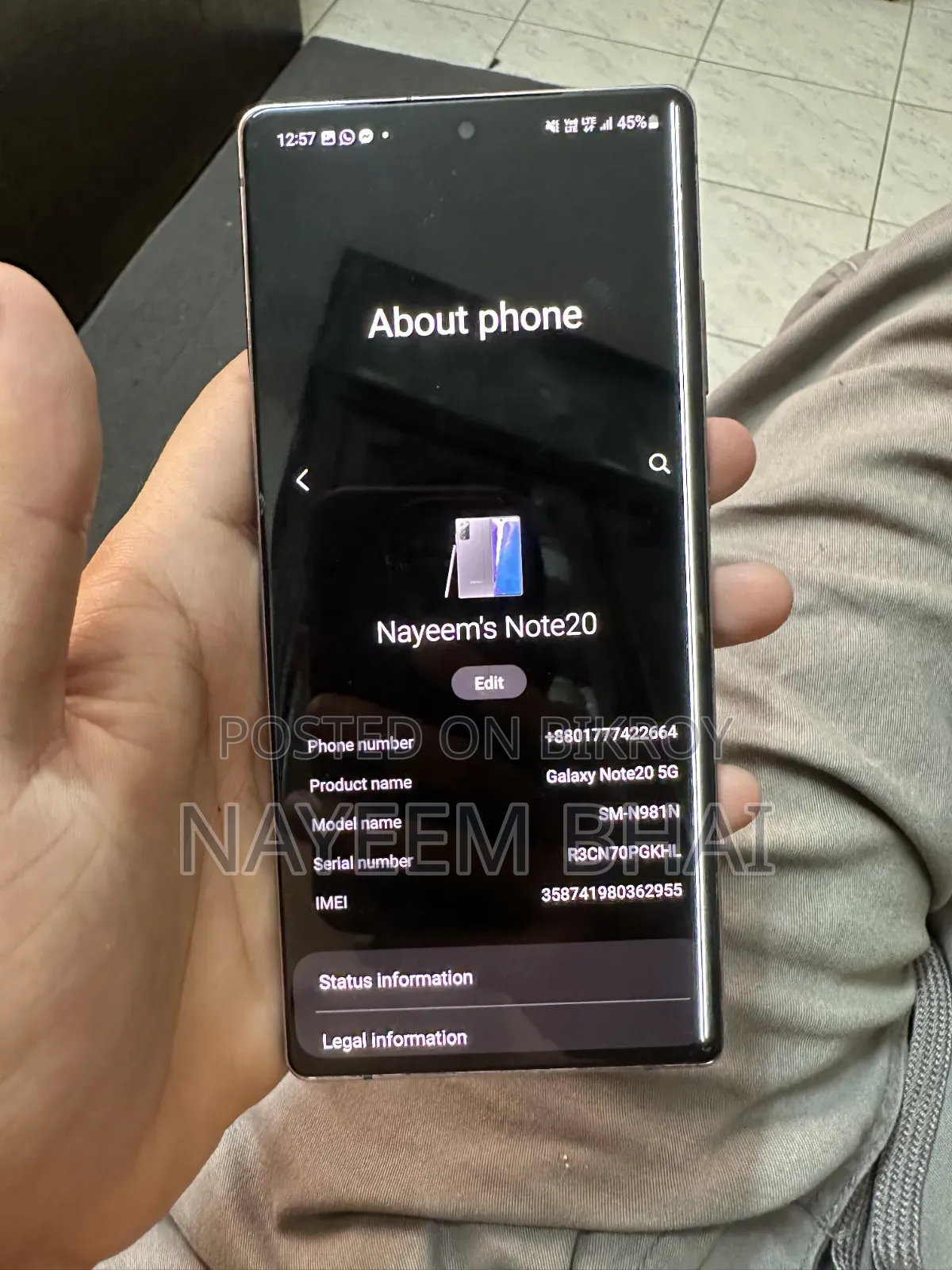Samsung Galaxy Note 20 5G 256 GB Gray