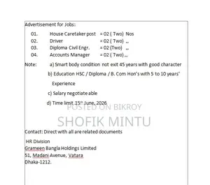 Advertisement for Jobs