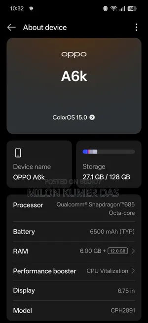 New Oppo A6 128 GB Blue