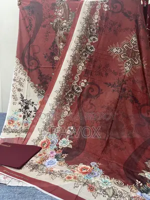 Deep Maroon Floral Zamzam Luxury Lawn Three Piece | 100% Pure Cotton