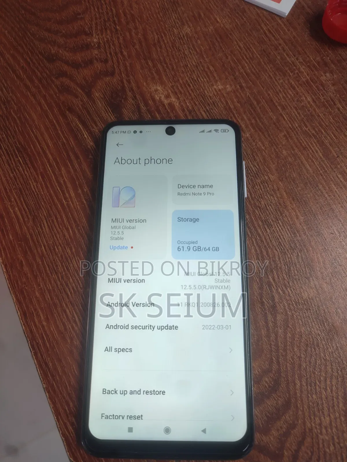 শাওমি রেডমি নোট ৯ প্রো ৬৪ জিবি সাদা