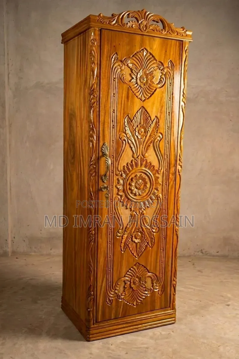 Koroi wood royal design one-door wardrobe, available to view without polish