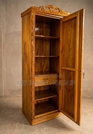 Koroi wood royal design one-door wardrobe, available to view without polish