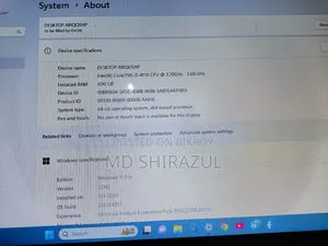 Desktop Computer 4GB Intel Core I3 SSD 256GB