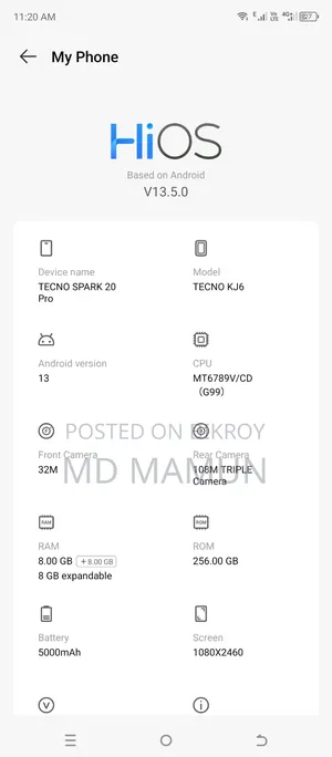 Tecno Spark 20 Pro 256 GB Gold