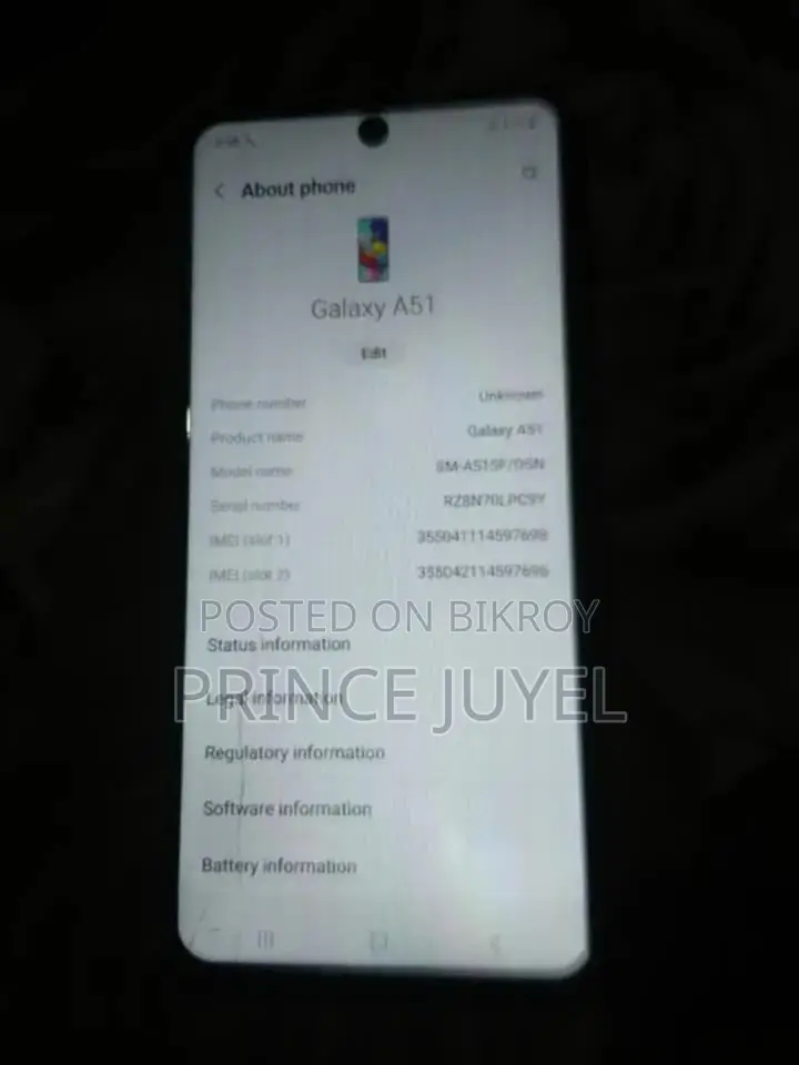 নতুন স্যামসাং গ্যালাক্সি এ৫১ ১২৮ জিবি গ্রে