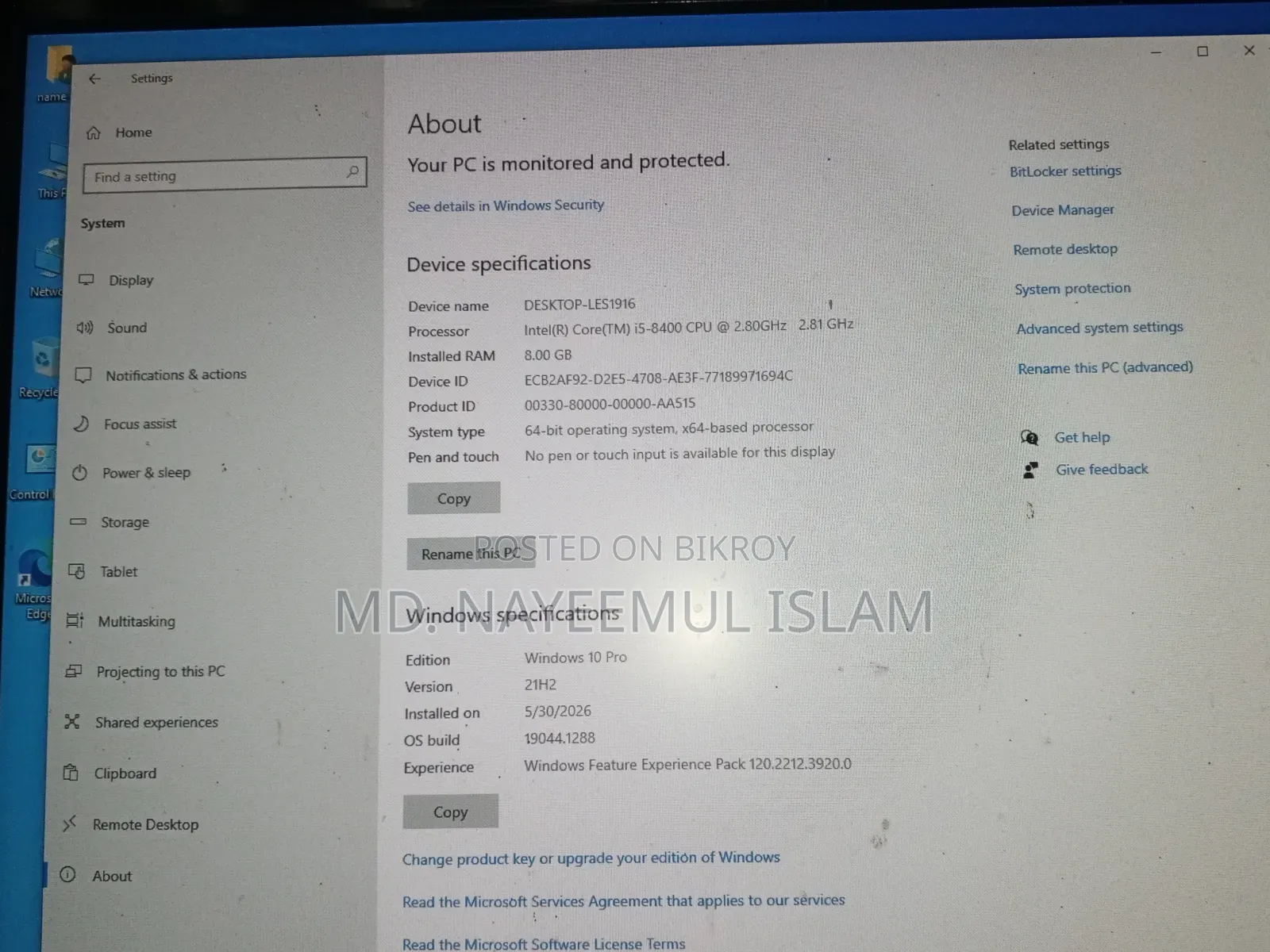 Gigabyte GA-H110MSTX-HD3-ZK 8GB Intel Core I5 SSD 256GB