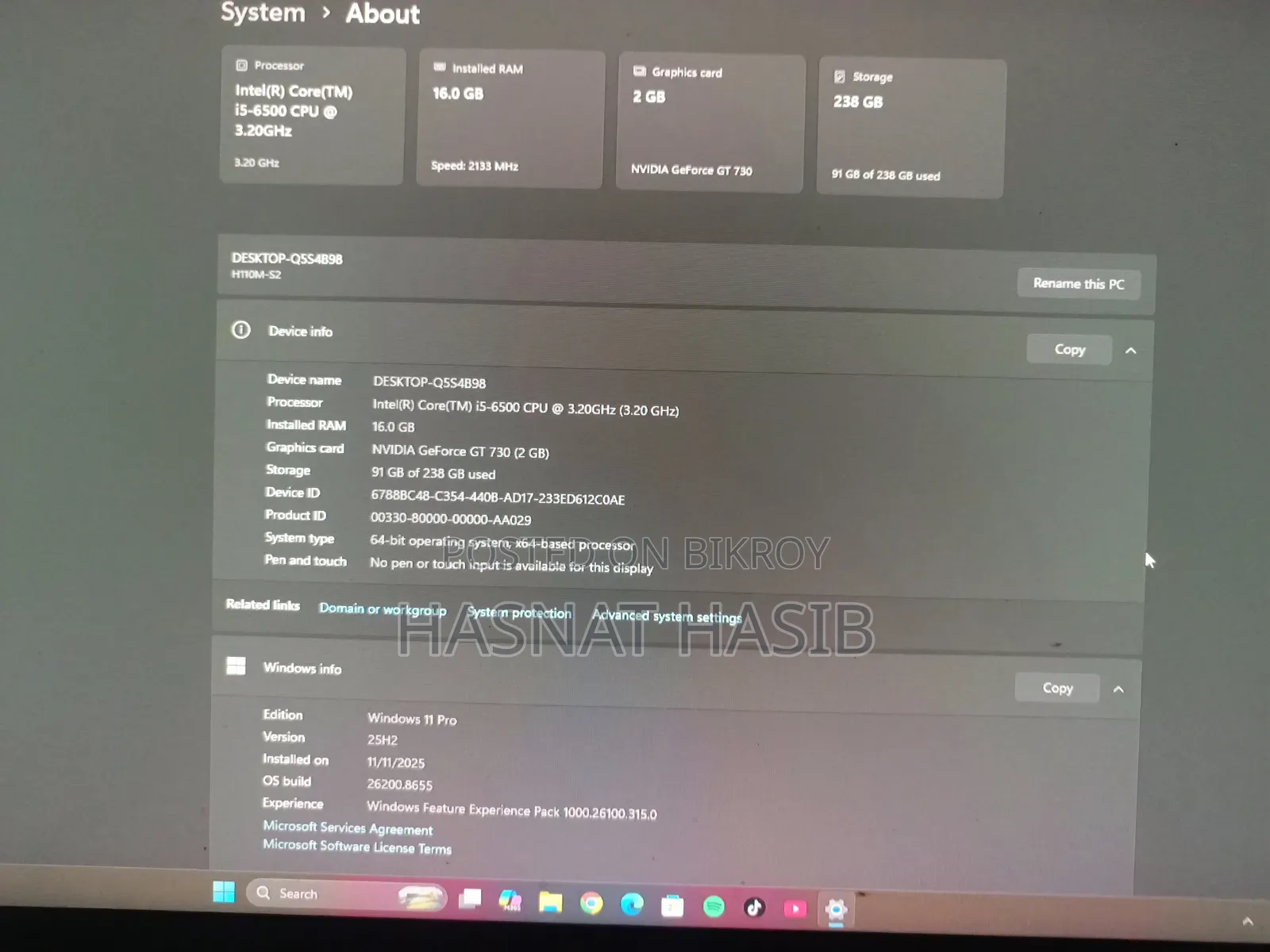 Desktop Computer Gigabyte GB-BACE-3000 16GB Intel Core I5 SSD 256GB
