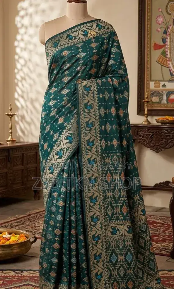 Maroon and Gold Tasar Jamdani Saree Premium Traditional