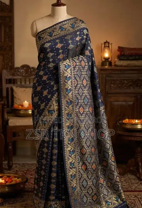 Maroon and Gold Tasar Jamdani Saree Premium Traditional