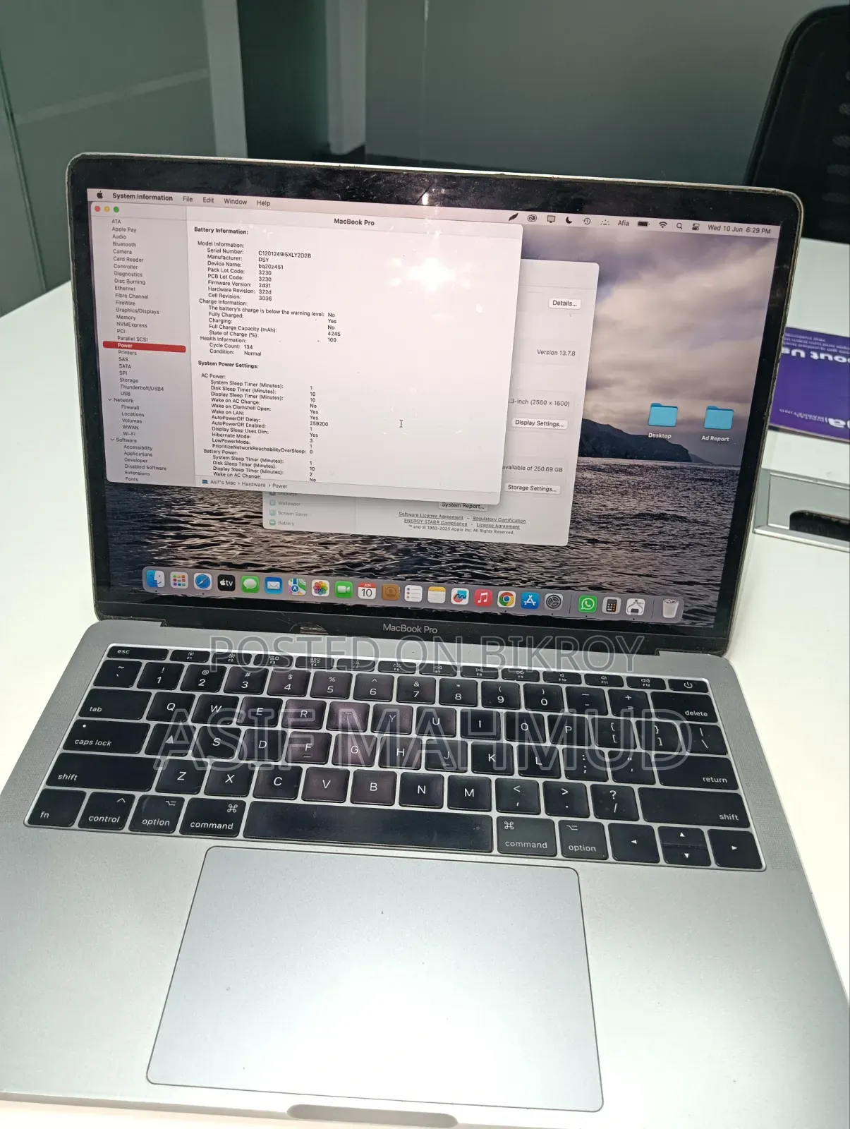 Laptop Apple MacBook Pro 2017 16GB Intel Core I7 SSD 256GB