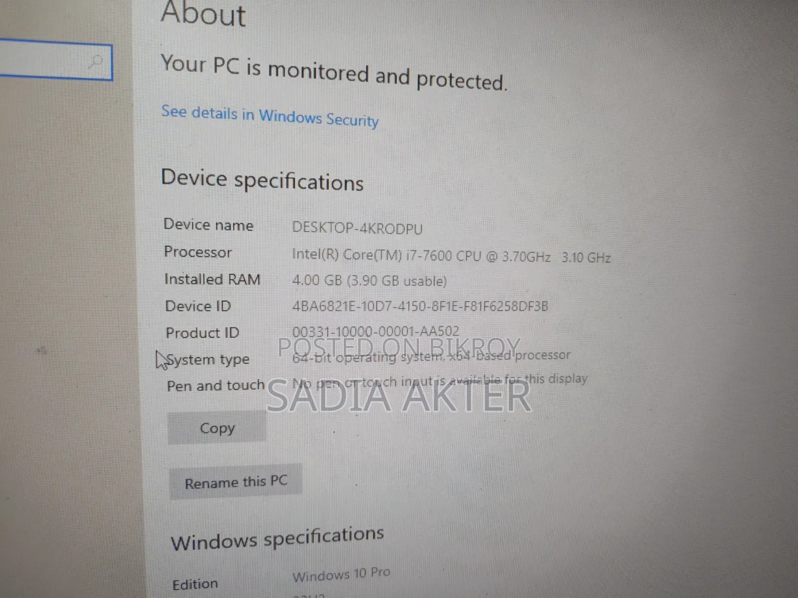 Desktop Computer 4GB Intel Core I7 HDD+SSD 1T