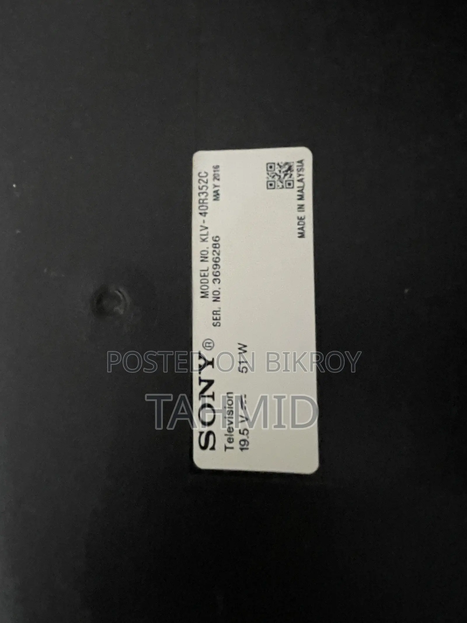 Sony Tv Model:Kl v-40r352c