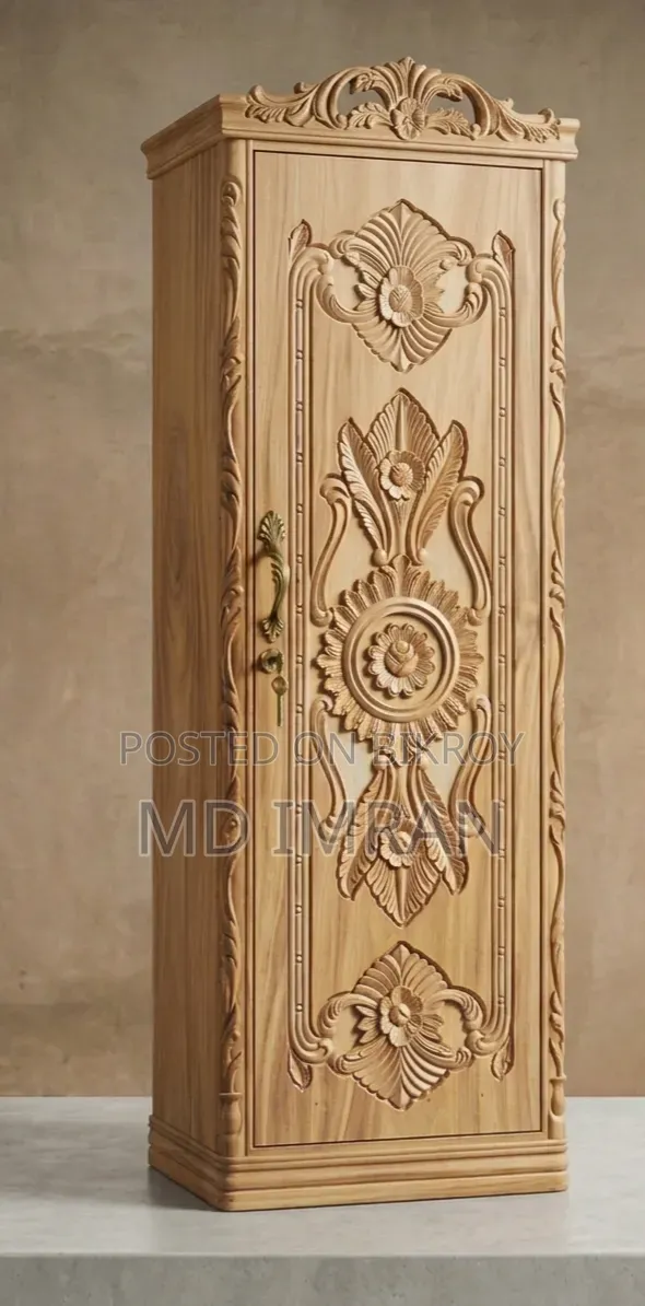 Koroi wood royal design one-door wardrobe, available to view without polish