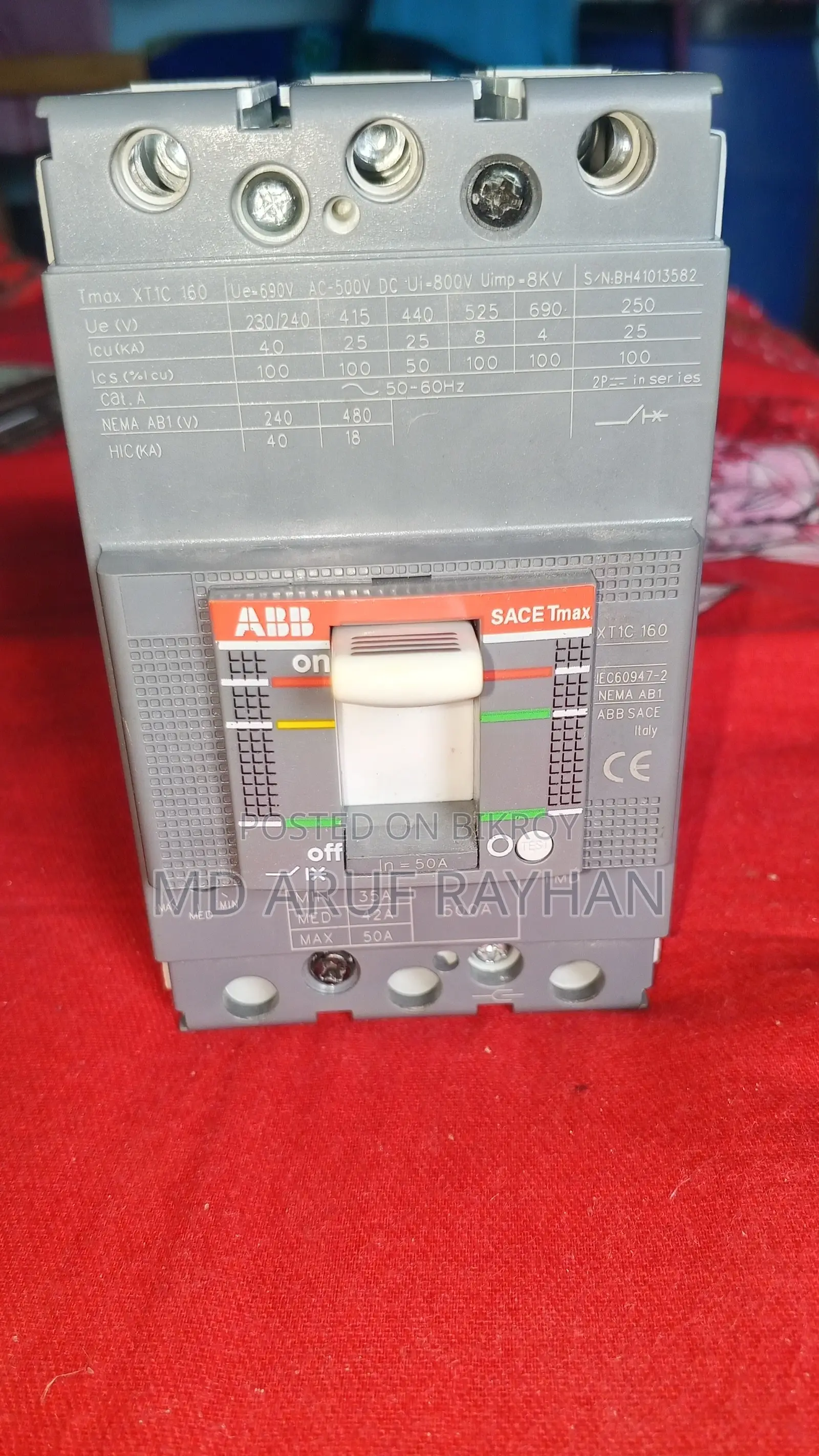 ABB SACE Tmax XT1C 50A MCCB Circuit Breaker (Brand New)