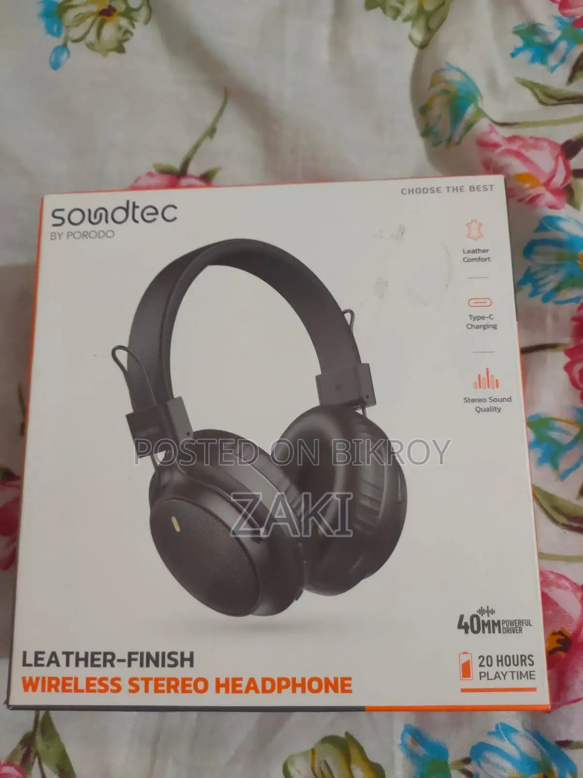Headphporodo Soundtec Leather-Finish Wireless Stereo Headphone