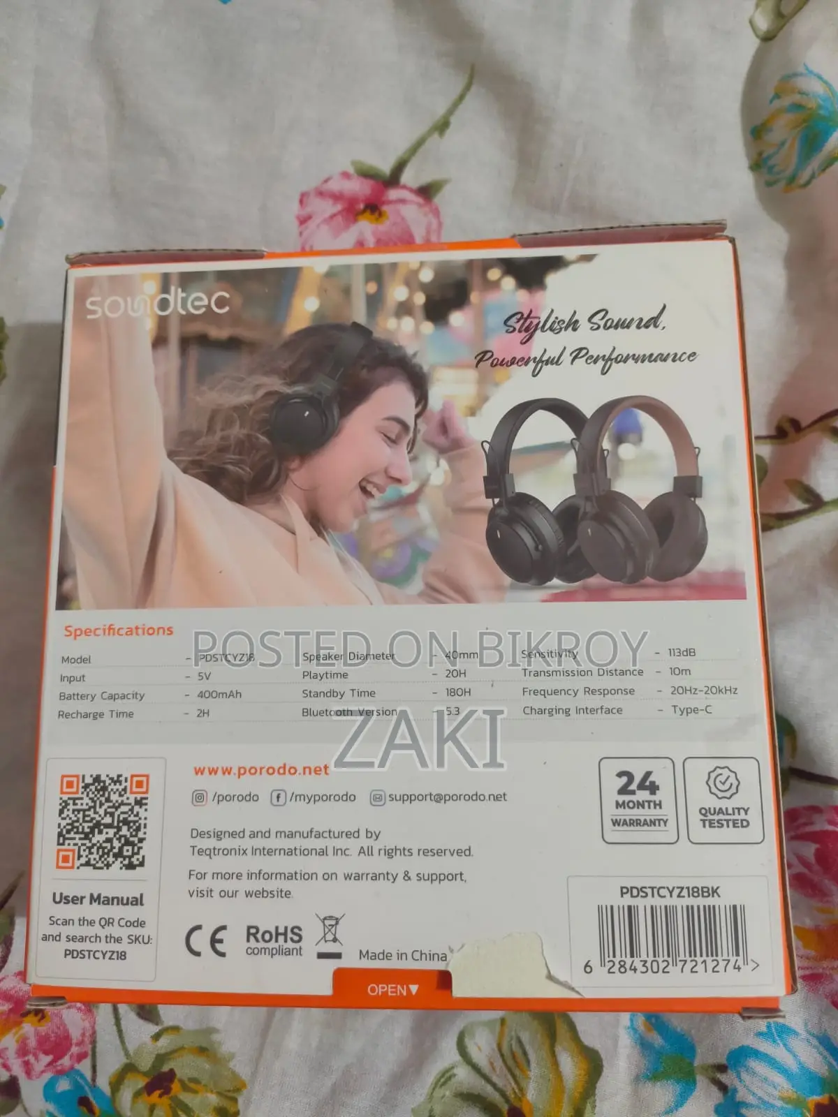 Headphporodo Soundtec Leather-Finish Wireless Stereo Headphone