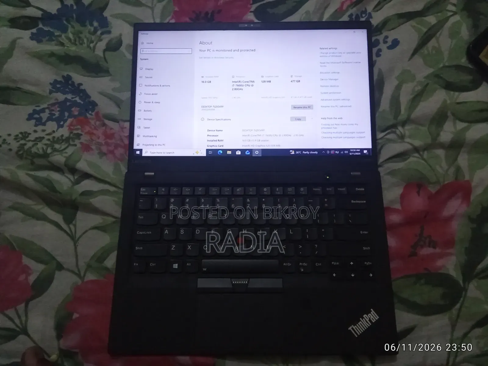 Laptop Lenovo ThinkPad X1 Carbon 16GB Intel Core I7 SSD 512GB