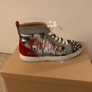 Christian Louboutin Men’s High-Top Spiked Sneakers (Used 3 Times)