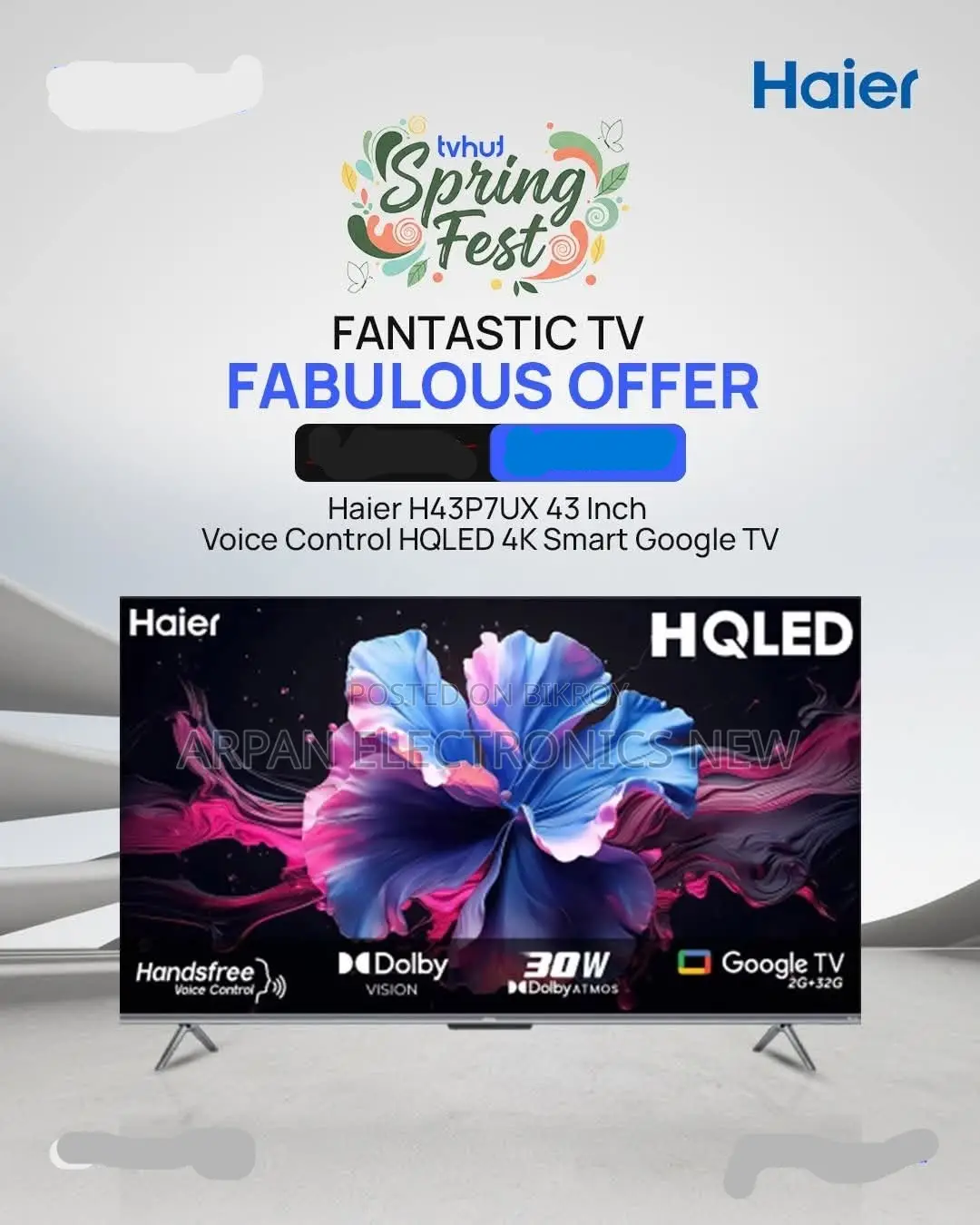 Haier H43p7ux 43 Inch Hqled Smart Google Tv (Emi Available)