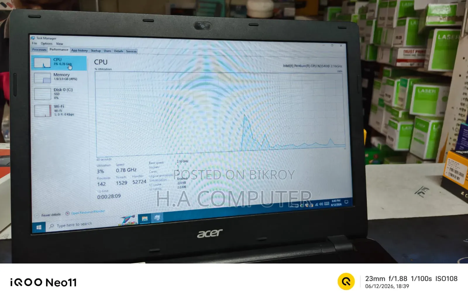 Laptop Acer Aspire E 4GB SSD 128GB