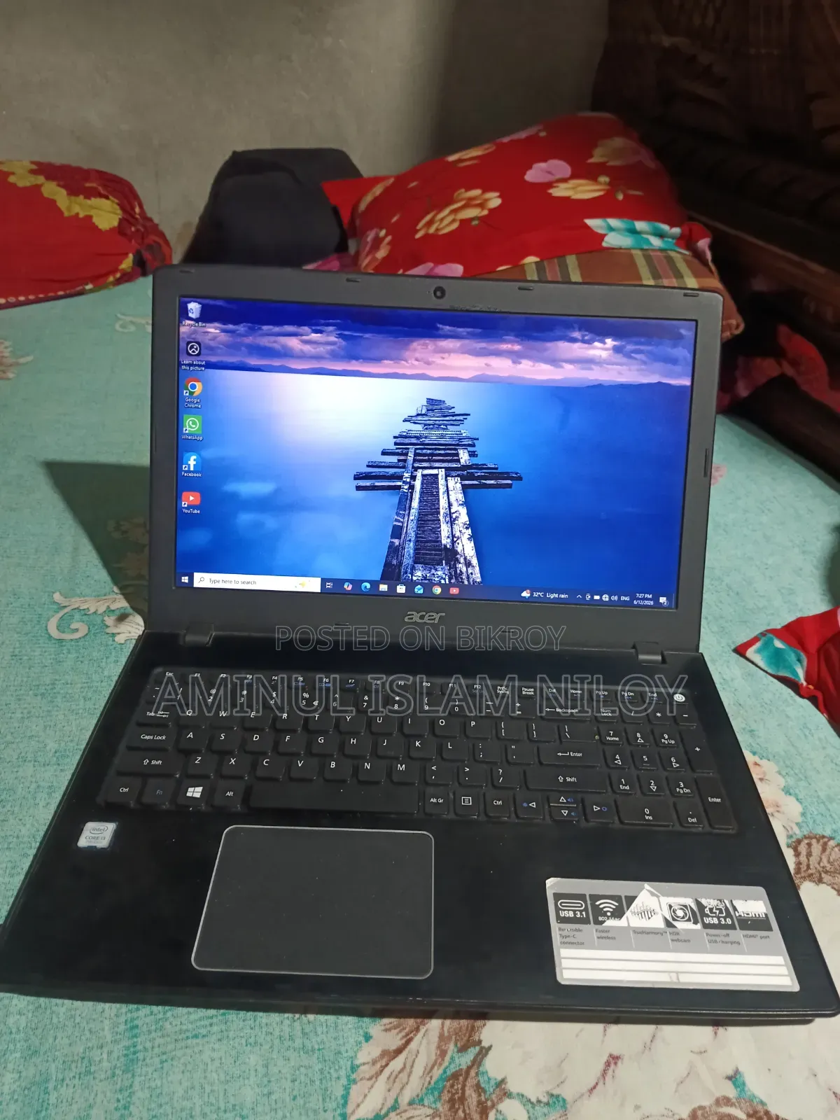Laptop Acer Aspire E5-576 4GB Intel Core I3 SSD 128GB