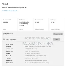 Desktop Computer 4GB Intel Core I3 SSD 128GB