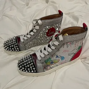 Christian Louboutin Men’S High-Top Spiked Sneakers (Used 3 Times)