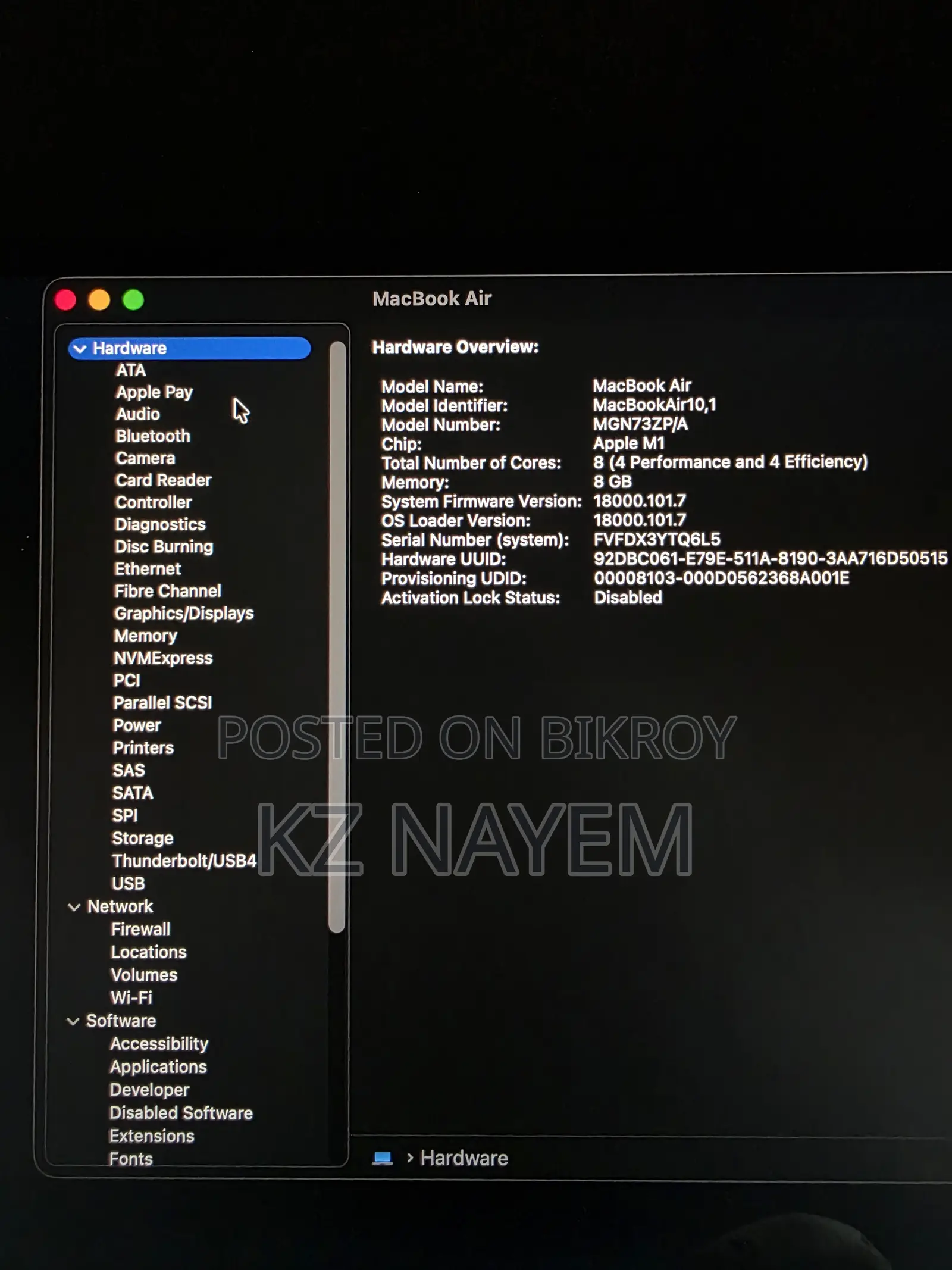 Laptop Apple MacBook Air 2020 M1 8GB Apple M1 SSD 512GB