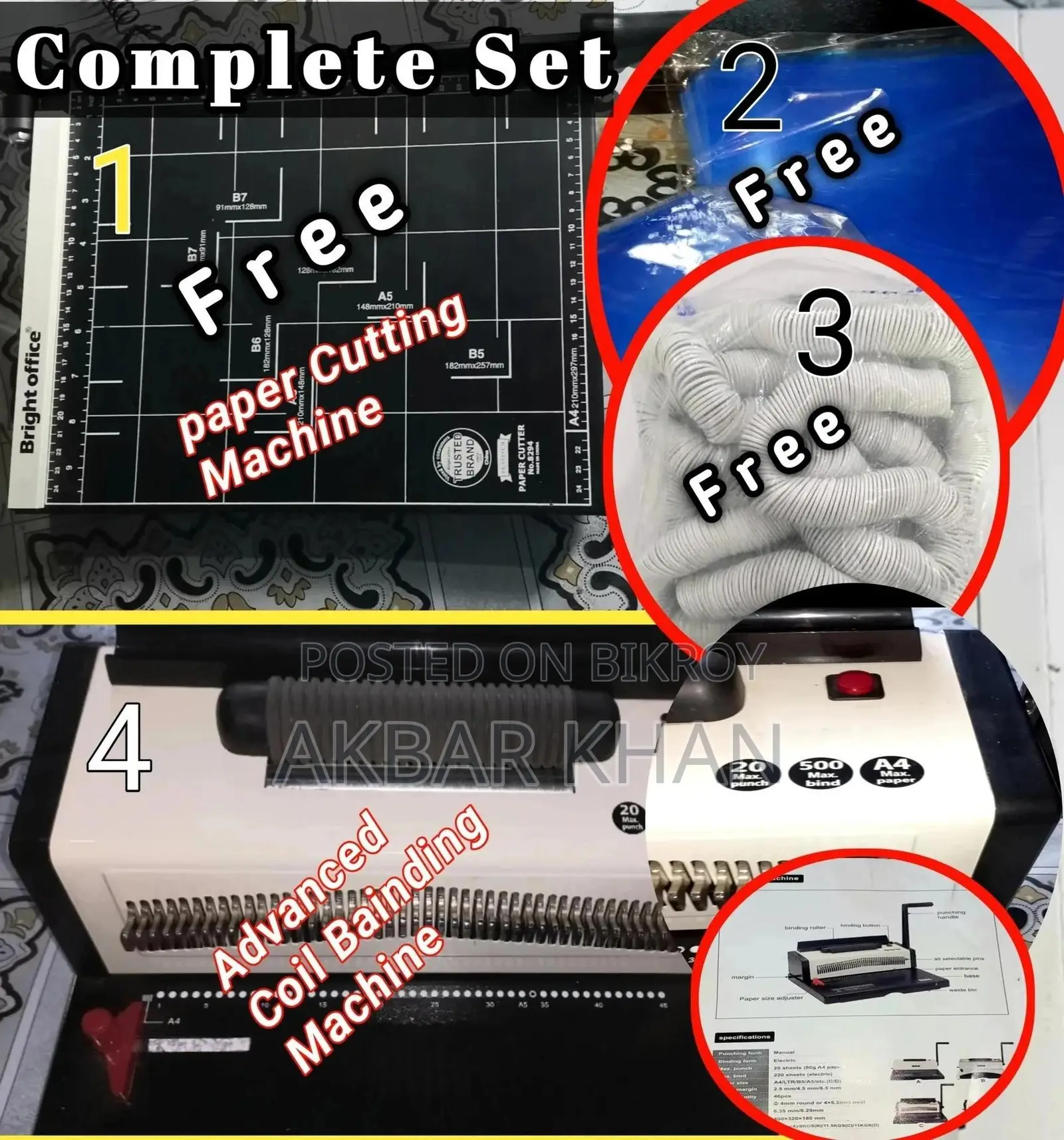 Urgent Sale Complete Spiral Binding Machine Set + Free Accessories