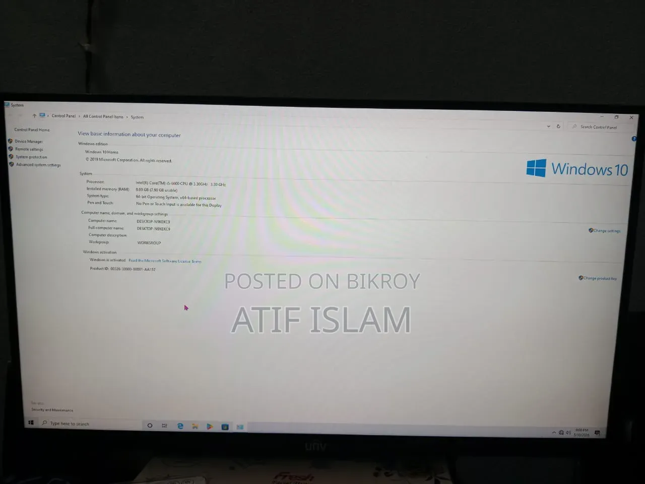 Desktop Computer 8GB Intel Core I5 SSD 256GB