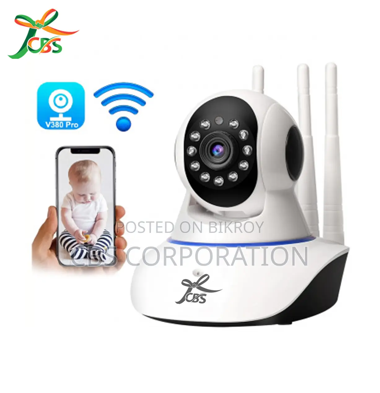 CBS 2MP Full HD 360° V380 3-Antenna WiFi + LAN Smart IP Doll Camera