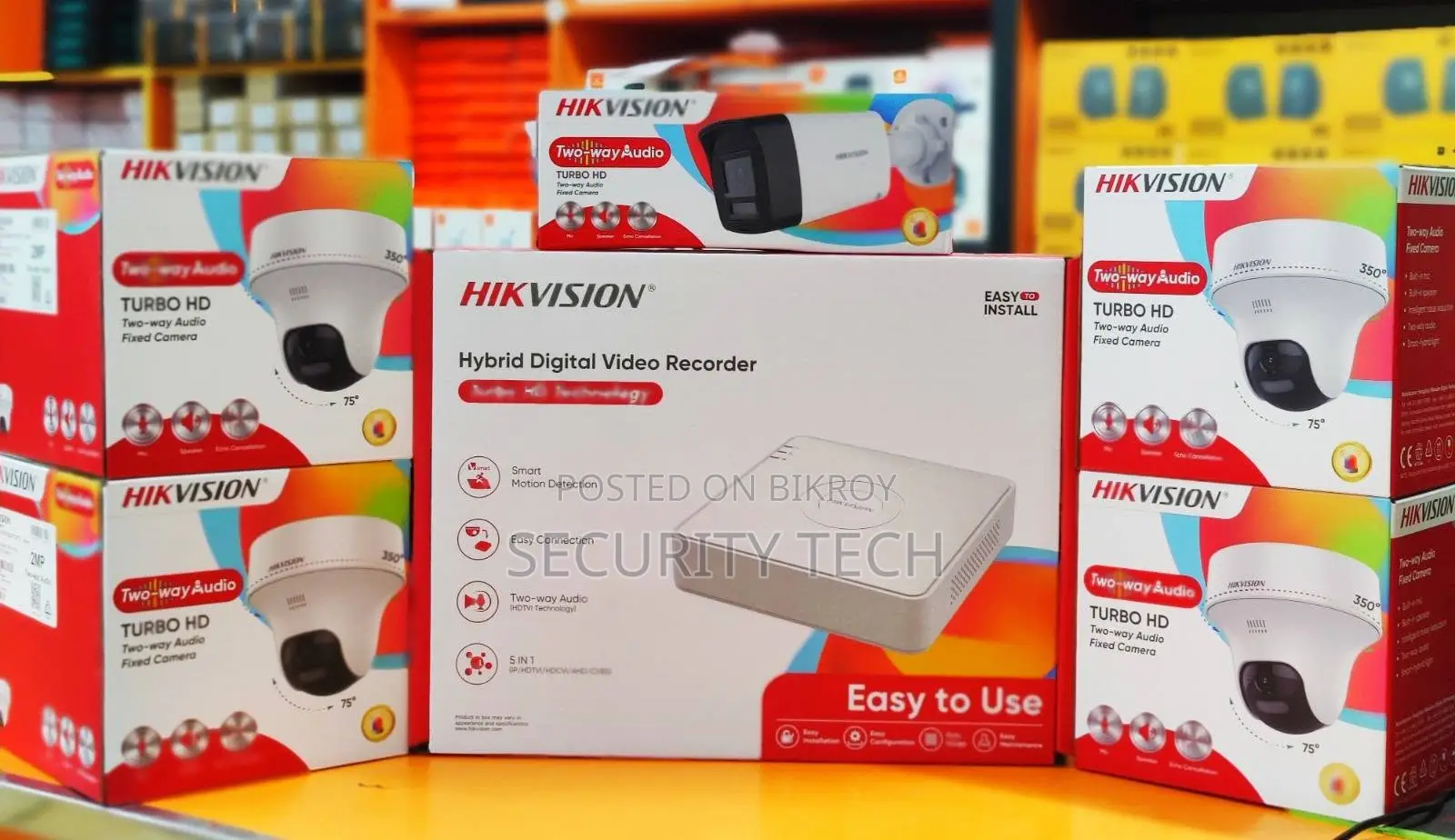 Hikvision 4 Camera Full Package 2 Way Audio Color Camera 2mega