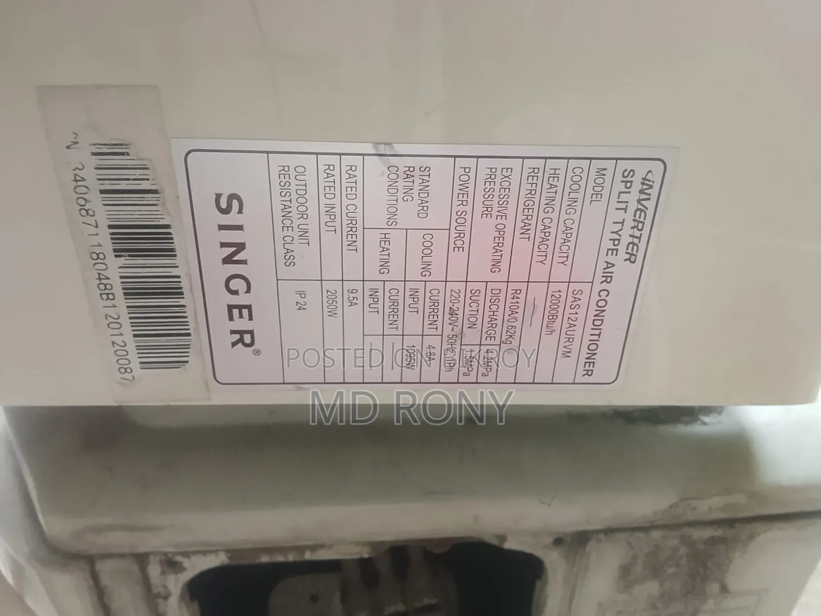 Singer Inverter Ac 1ton