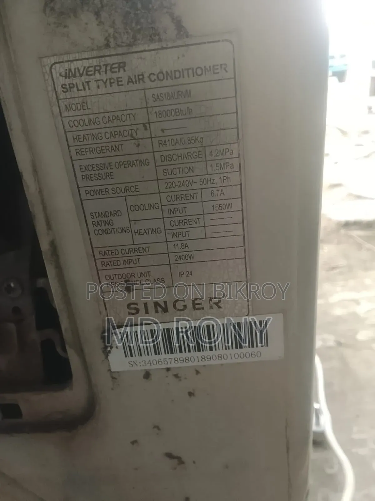 Singer Inverter Ac 1ton