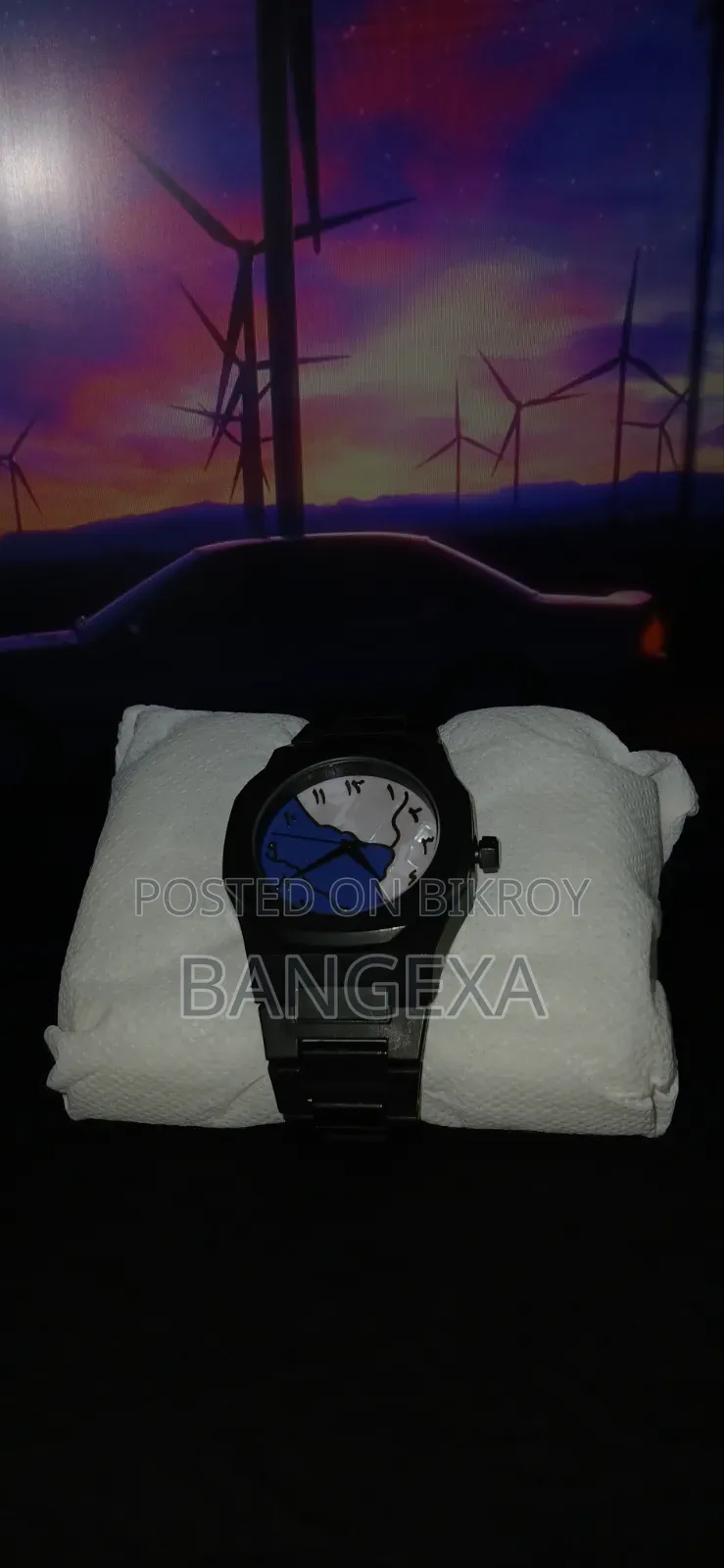 Black and Blue Arabic Aura Hand Watch for Men