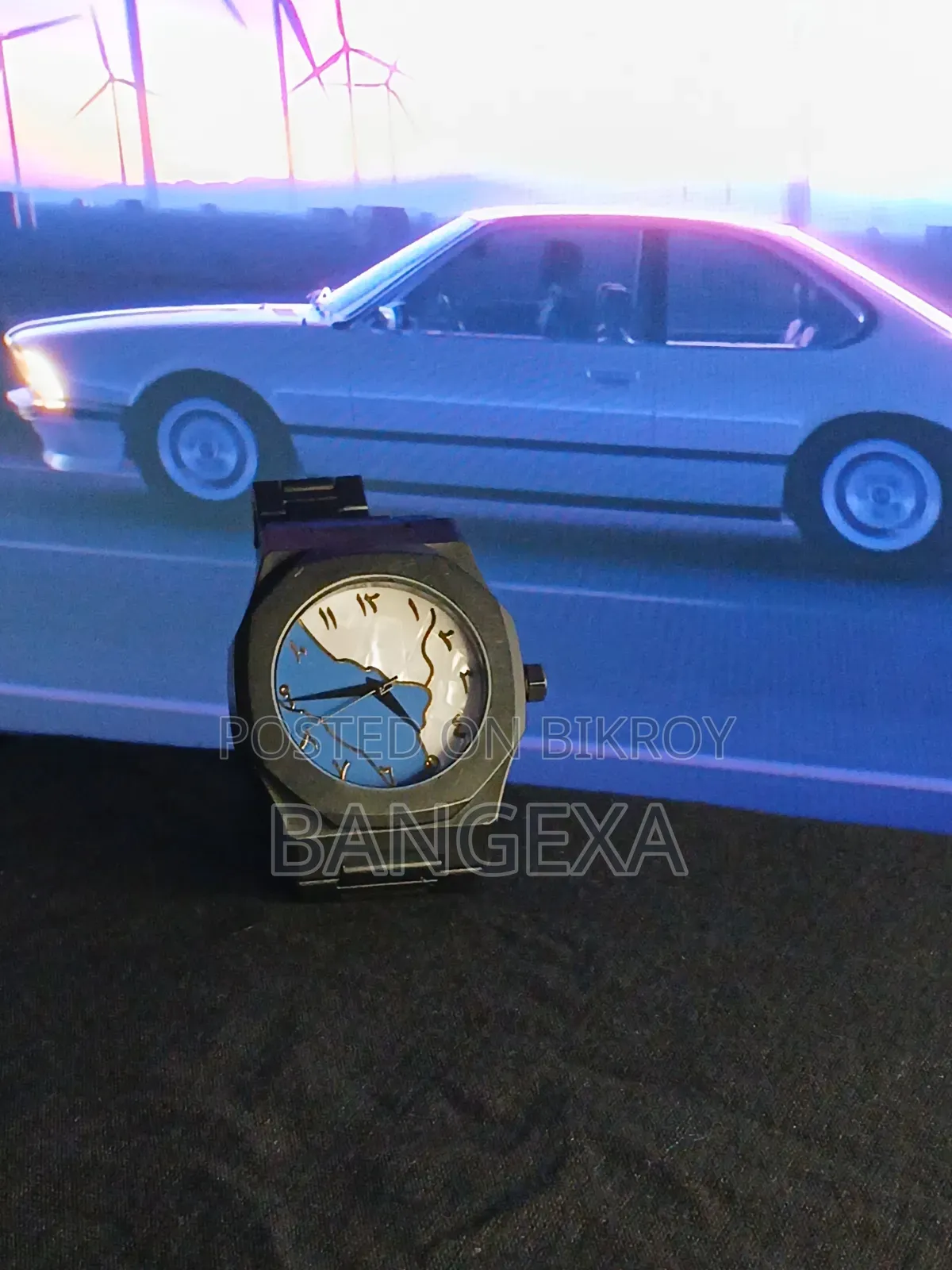 Black and Blue Arabic Aura Hand Watch for Men