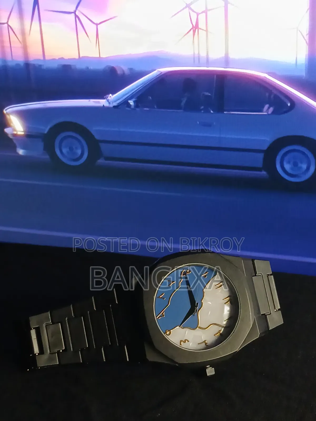 Black and Blue Arabic Aura Hand Watch for Men