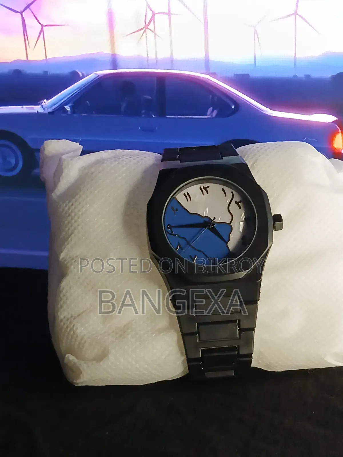 Black and Blue Arabic Aura Hand Watch for Men