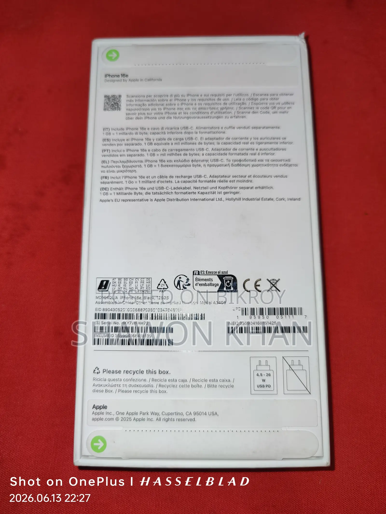 New Apple iPhone 16e 128 GB Black