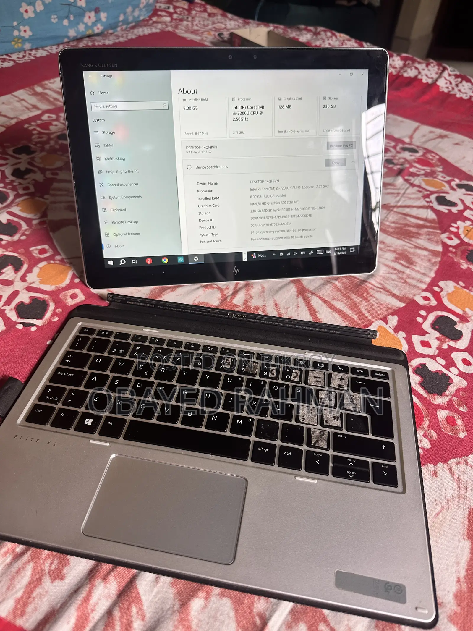 Laptop HP Elite X2 1012 G2 8GB Intel Core I5 SSD 256GB