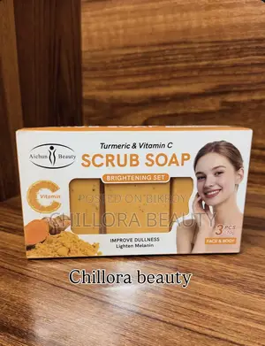 Aichun Beauty Vitamin C Turmeric Scrub Soap—Brightening Set